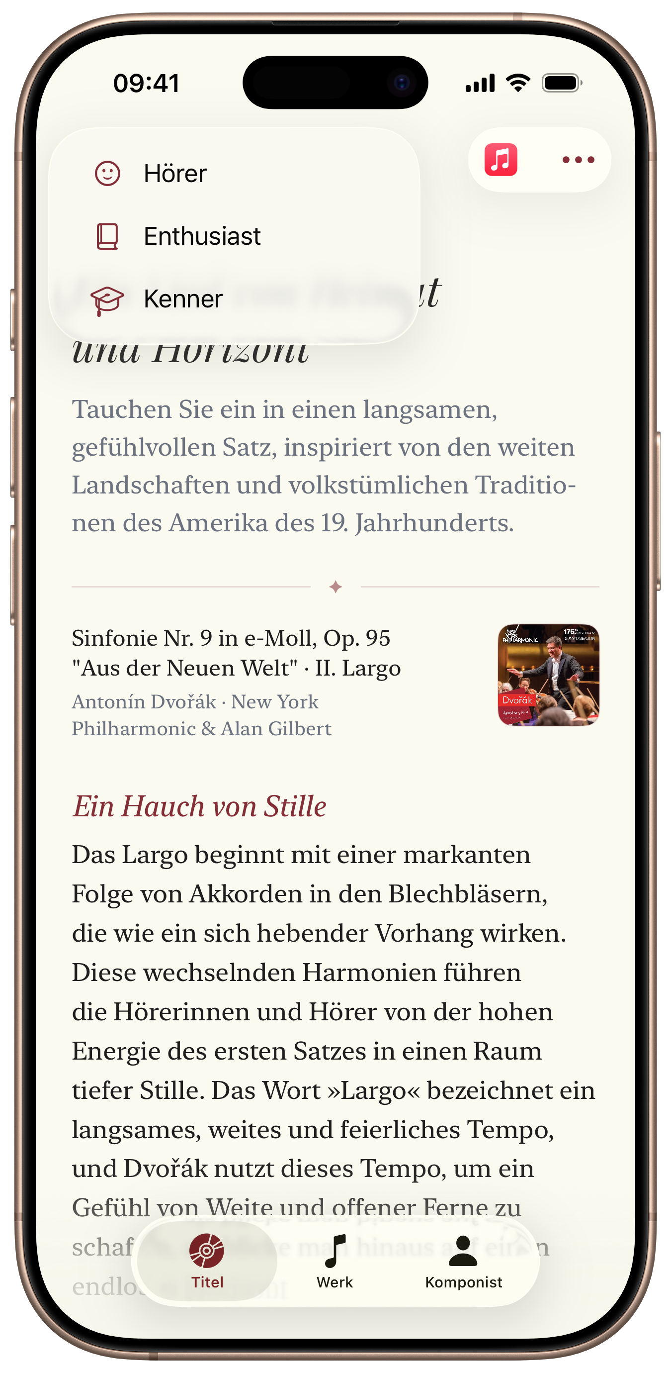Opus-Auswahl der Hörtiefe